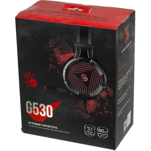 Наушники с микрофоном A4Tech Bloody G530 черный/серый 1.8м мониторные оголовье (G530 (GREY) USB)