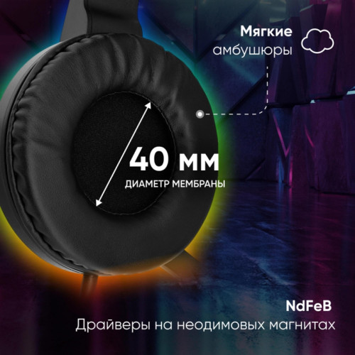 Наушники с микрофоном Oklick HS-L315G черный 1.8м накладные USB оголовье (2007552)