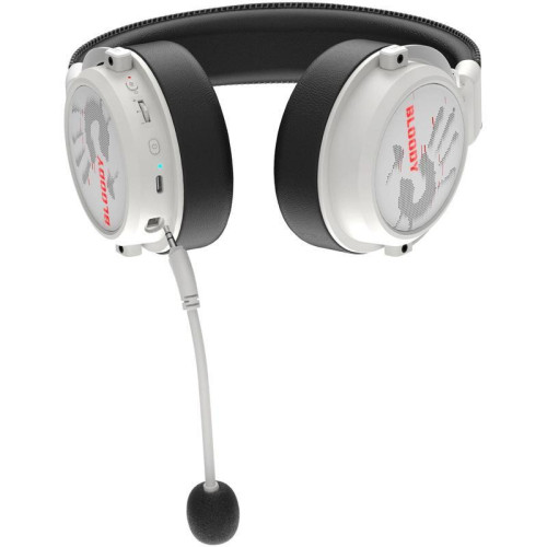 Наушники с микрофоном A4Tech Bloody MR590 Sports белый/черный 1.5м мониторные BT/Radio/3.5mm оголовье (MR590+ WIRED/SPORT WHITE)