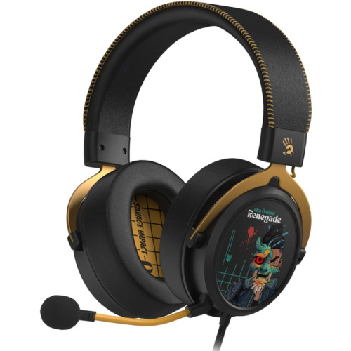 Наушники с микрофоном A4Tech Bloody M595 Renegade желтый/рисунок 2.3м мониторные USB оголовье (M595)
