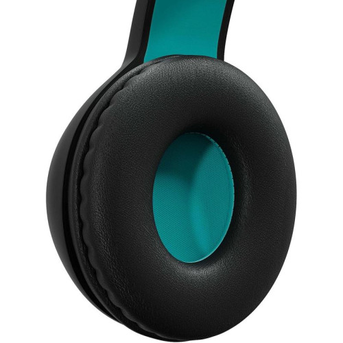 Гарнитура накладные Digma BT-15 черный/голубой беспроводные bluetooth оголовье (BT-15BLB)