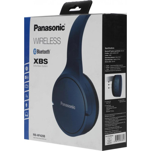 Гарнитура накладные Panasonic RB-HF420BGEA синий беспроводные bluetooth оголовье