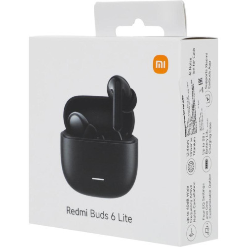 Гарнитура внутриканальные Xiaomi Redmi Buds 6 Lite черный беспроводные bluetooth в ушной раковине (BHR8653GL)