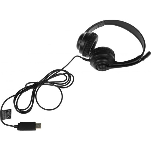 Наушники с микрофоном A4Tech HU-8 черный 2м накладные USB оголовье