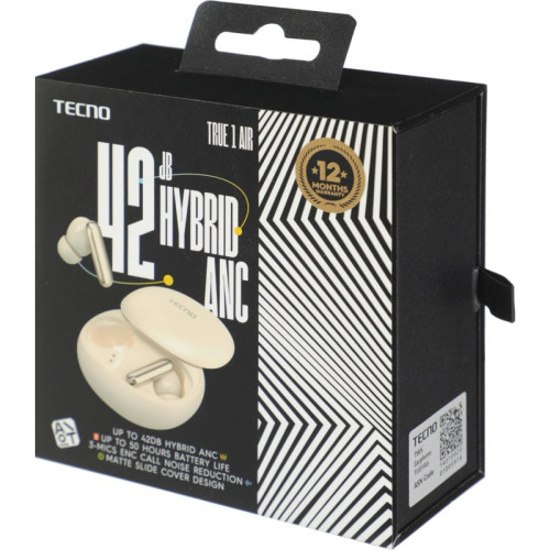 Гарнитура Tecno True 1 Air TU01 кремовый беспроводные bluetooth в ушной раковине (TU01 AIR CREAMY WHITE)