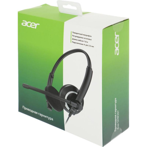 Наушники с микрофоном Acer OHW307 черный 1.8м накладные оголовье (ZL.HDSEE.002)
