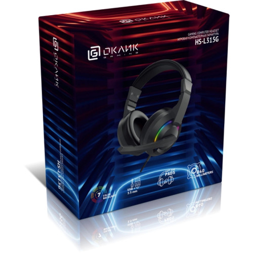 Наушники с микрофоном Oklick HS-L315G черный 1.8м накладные USB оголовье (2007552)