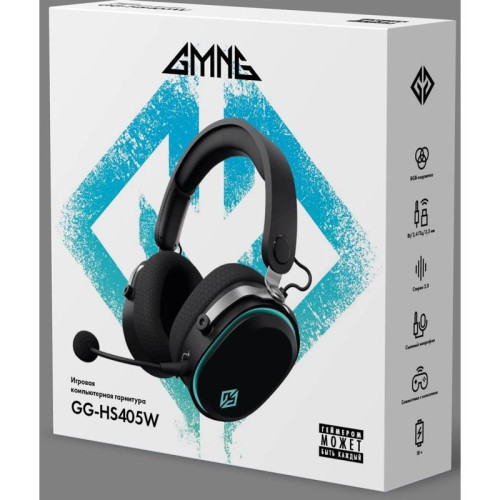 Наушники с микрофоном GMNG GG-HS405W черный/черный мониторные BT/Radio/3.5mm оголовье (1899873)