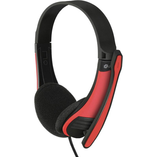 Наушники с микрофоном Оклик HS-M150 черный/красный 2.2м накладные оголовье (359486)