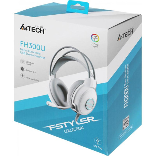 Наушники с микрофоном A4Tech Fstyler FH300U белый 2м мониторные USB оголовье (FH300U WHITE)