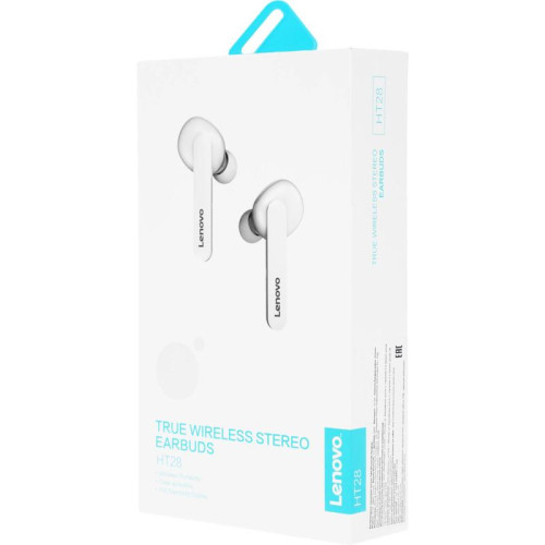 Гарнитура внутриканальные Lenovo HT28 белый беспроводные bluetooth в ушной раковине (УТ000023560)