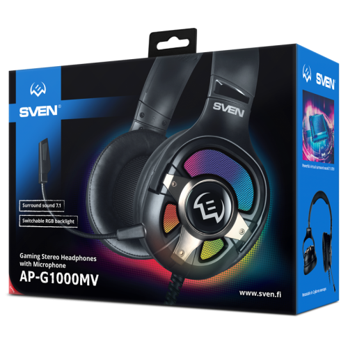 Игровые наушники с микрофоном SVEN AP-U1100MV, черный (USB, RGB, 7.1)