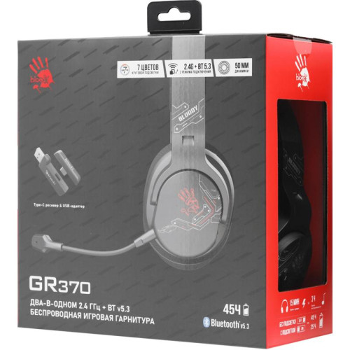 Наушники с микрофоном A4Tech Bloody GR370 черный мониторные BT/Radio/3.5mm оголовье (GR370)