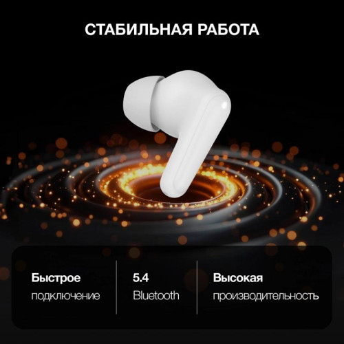 Гарнитура внутриканальные Hyundai H-EP203 белый беспроводные bluetooth в ушной раковине (HEP203W)