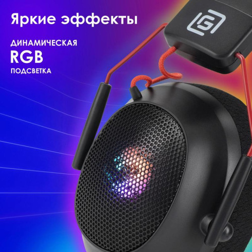 Наушники с микрофоном Oklick HS-L305G черный/красный 2м мониторные оголовье (2060511)