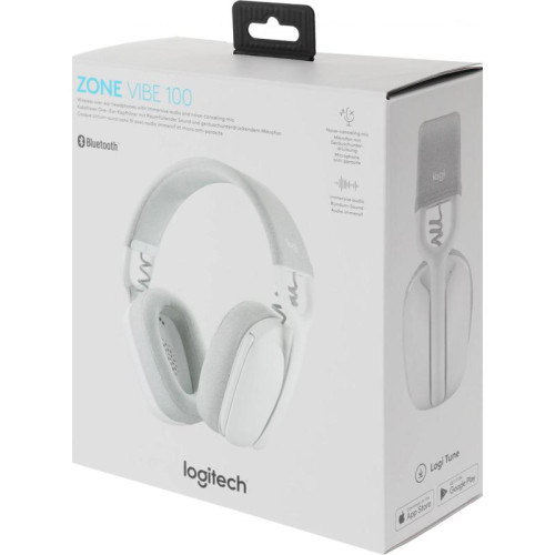 Наушники с микрофоном Logitech ZONE Vibe 100 белый мониторные BT оголовье (981-001219)