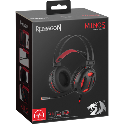 Redragon Игровая гарнитура Minos красный + черный, кабель 2 м Redragon Игровая гарнитура Minos красный + черный, кабель 2 м