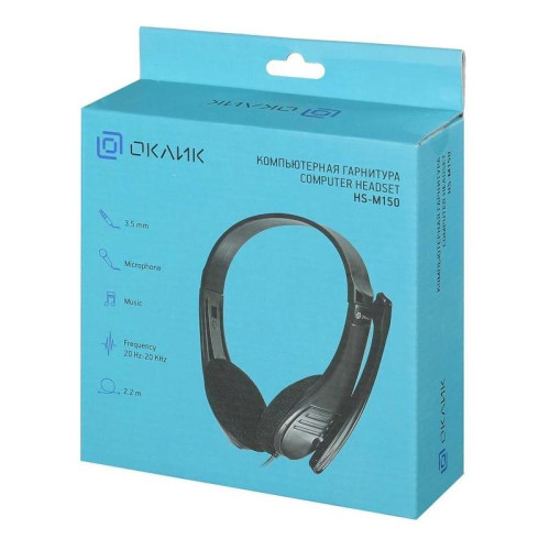 Наушники с микрофоном Оклик HS-M150 черный 2.2м накладные оголовье (428963)