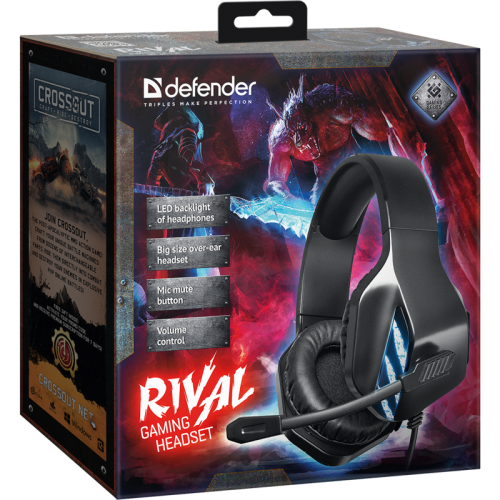 Defender Игровая гарнитура Rival черный, провод 2.2 м