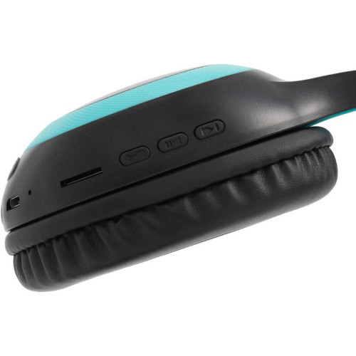 Гарнитура накладные Digma BT-15 черный/голубой беспроводные bluetooth оголовье (BT-15BLB)