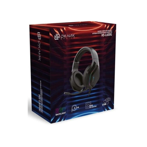 Наушники с микрофоном Oklick HS-L600G черный 2.2м мониторные USB оголовье (1939588)