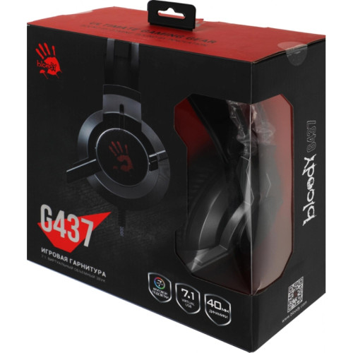 Наушники с микрофоном A4Tech Bloody G437 черный 1.8м мониторные оголовье (G437) Наушники с микрофоном A4Tech Bloody G437 черный 1.8м мониторные оголовье (G437)