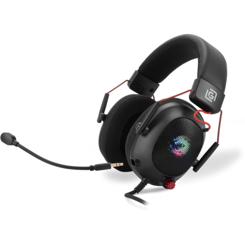Наушники с микрофоном Oklick HS-L305G черный/красный 2м мониторные оголовье (2060511)
