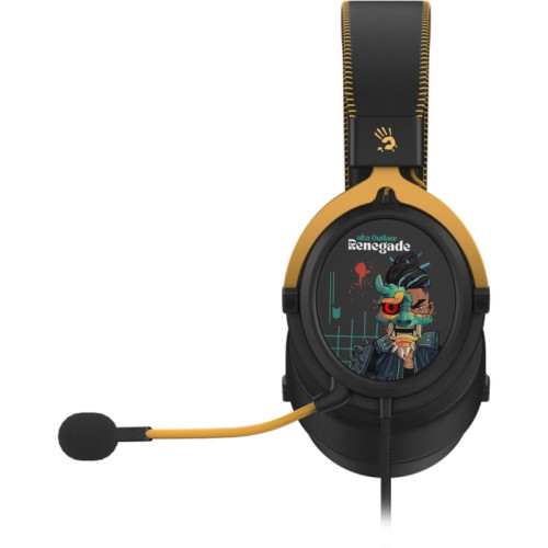 Наушники с микрофоном A4Tech Bloody M595 Renegade желтый/рисунок 2.3м мониторные USB оголовье (M595)