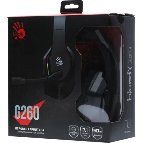 Наушники с микрофоном A4Tech Bloody G260 черный 2м мониторные USB оголовье (G260)