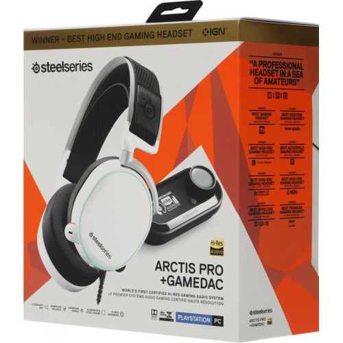Наушники с микрофоном Steelseries Arctis Pro + GameDAC белый 3м мониторные оголовье (61454)