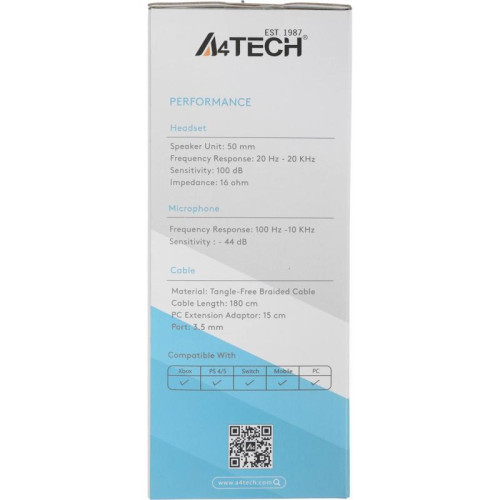 Наушники с микрофоном A4Tech Fstyler FH200i серый 1.8м накладные оголовье (FH200I GREY)