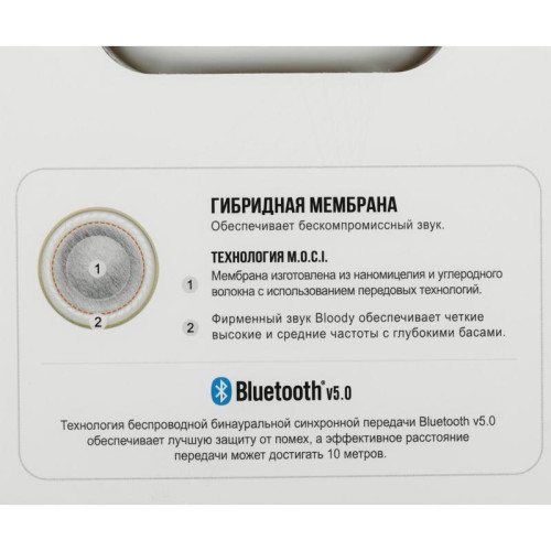 Гарнитура внутриканальные A4Tech Bloody M30 белый беспроводные bluetooth в ушной раковине (M30 (WHITE))