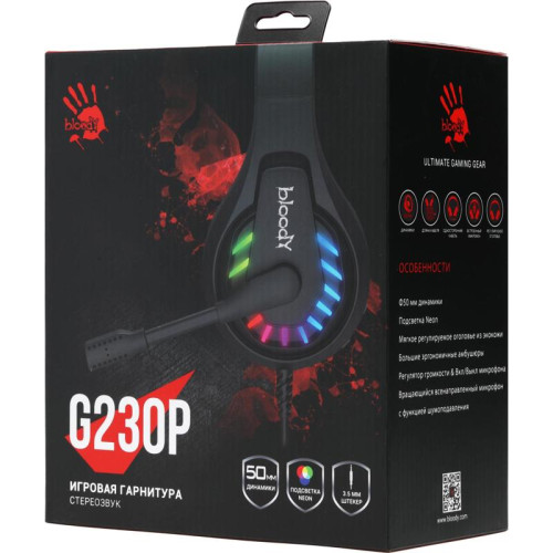 Наушники с микрофоном A4Tech Bloody G230p черный 2м накладные оголовье (G230P)