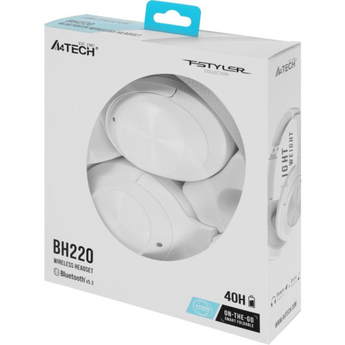 Гарнитура мониторные A4Tech Fstyler BH220 белый беспроводные bluetooth оголовье (BH220 WHITE)