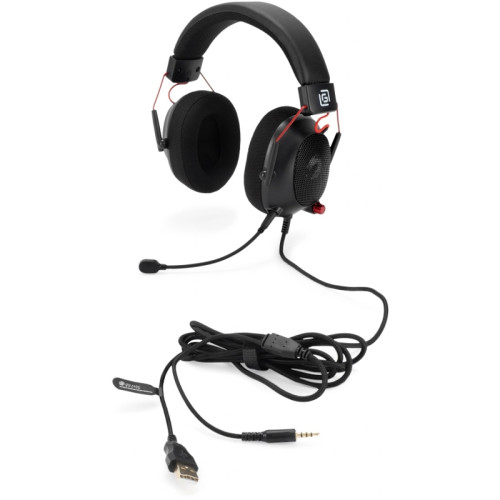 Наушники с микрофоном Oklick HS-L305G черный/красный 2м мониторные оголовье (2060511)