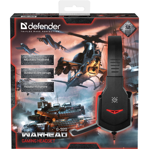 Defender Игровая гарнитура Warhead G-320 черный+красный, кабель 1.8 м