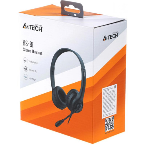 Наушники с микрофоном A4Tech HS-8i черный 1.8м накладные оголовье