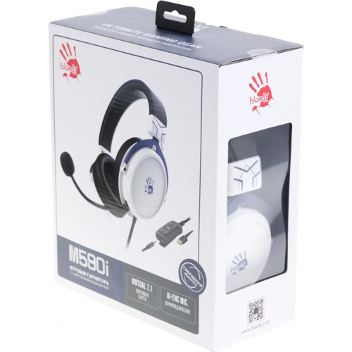 Наушники с микрофоном A4Tech Bloody M590i синий/белый 1м мониторные USB оголовье (M590I SPORTS NAVY)