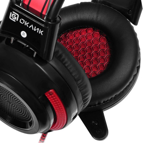 Наушники с микрофоном Oklick HS-G300 ARMAGEDDON черный/красный 2.2м мониторные оголовье (337457)