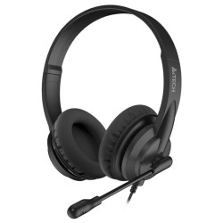 Наушники с микрофоном A4Tech HU-10 черный 2м накладные USB оголовье (HU-10/USB/BLACK)