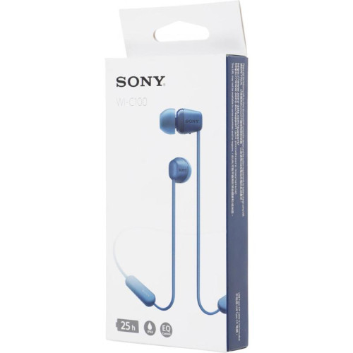 Гарнитура внутриканальные Sony WI-C100 синий беспроводные bluetooth шейный обод (WI-C100/LZ)