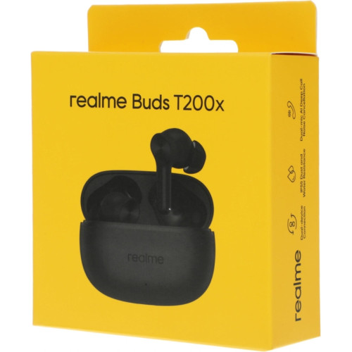 Гарнитура внутриканальные Realme Buds T200x черный беспроводные bluetooth в ушной раковине (6941764461727)