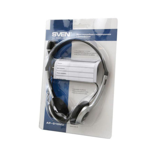 Наушники с микрофоном Sven AP-010MV черный/серебристый 2м накладные оголовье (SV-0410010MV)