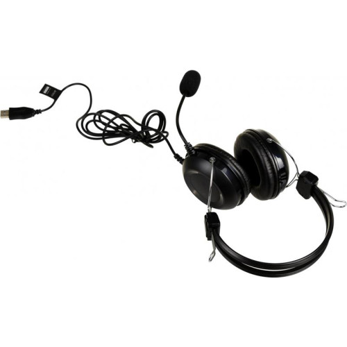 Наушники с микрофоном A4Tech HU-35 черный 2м накладные USB оголовье