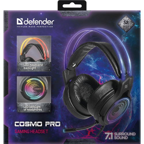Defender Игровая гарнитура Cosmo PRO объемный звук 7.1, RGB, 2.1 м Defender Игровая гарнитура Cosmo PRO объемный звук 7.1, RGB, 2.1 м