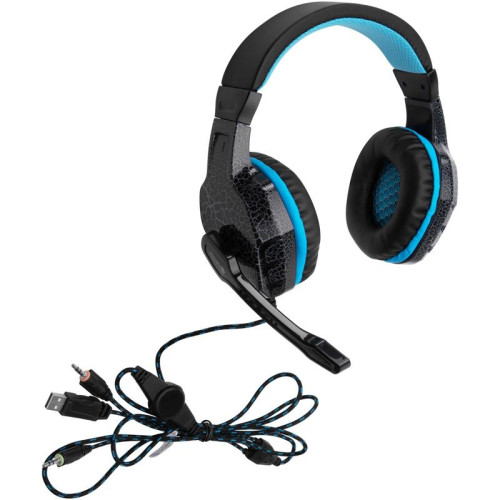 Наушники с микрофоном Oklick HS-L400G ZEUS черный/синий 2.2м мониторные оголовье (359480)