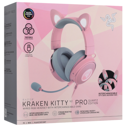 Гарнитура Razer Kraken Kitty Ed. V2 Pro - Quartz Headset/ Razer Kraken Kitty Ed. V2 Pro - Quartz Headset Гарнитура Razer Kraken Kitty Ed. V2 Pro - Quartz Headset/ Razer Kraken Kitty Ed. V2 Pro - Quartz Headset