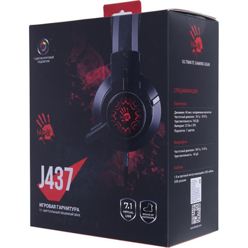 Наушники с микрофоном A4Tech Bloody J437 черный 1.8м мониторные USB оголовье (J437) Наушники с микрофоном A4Tech Bloody J437 черный 1.8м мониторные USB оголовье (J437)