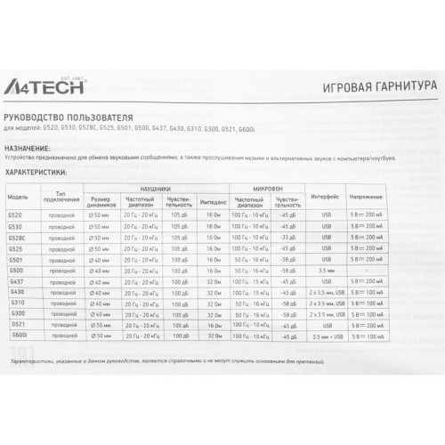 Наушники с микрофоном A4Tech Bloody G521 белый/черный 2.3м мониторные USB оголовье (G521 (WHITE))