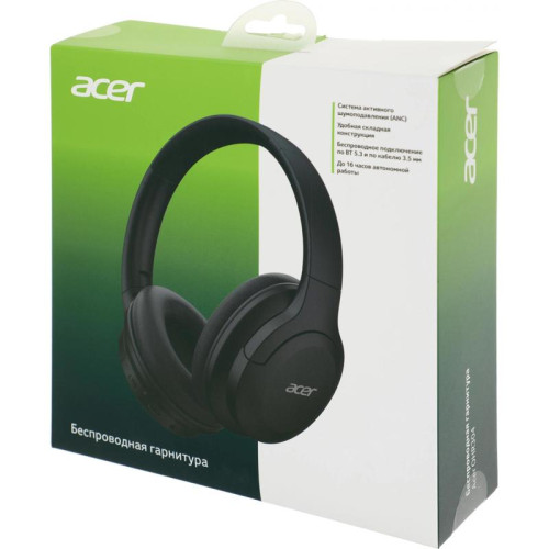 Наушники с микрофоном Acer OHR304 черный мониторные BT оголовье (ZL.HDSEE.00B)